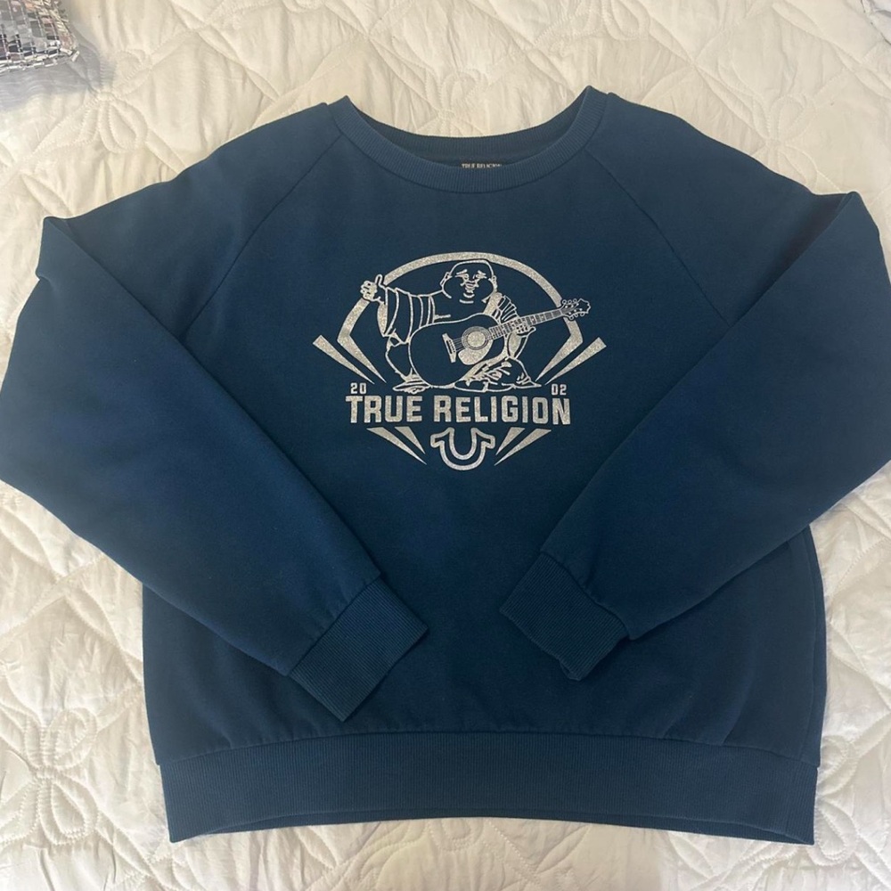 True Religion Navy Sweatshirt with shiny Logo